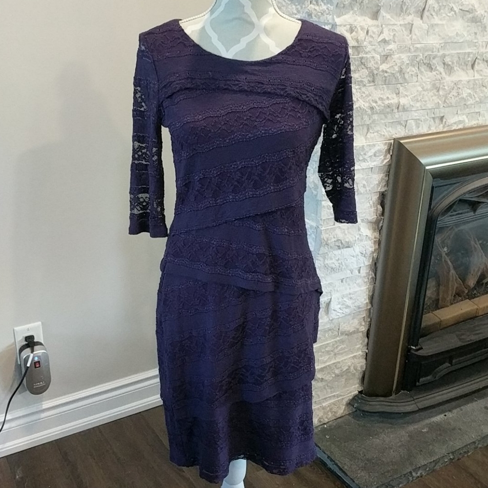 Lori M collection purple lace dress